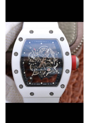 Richard Mille RM055 Caja Cerámica Reloj Réplica a espejo 1:1 Correa Blanca