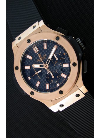 Hublot Big Bang Reloj Réplica Suizo Dial en Carbon Caja en Oro Rosado  - Réplica a Espejo 1:1