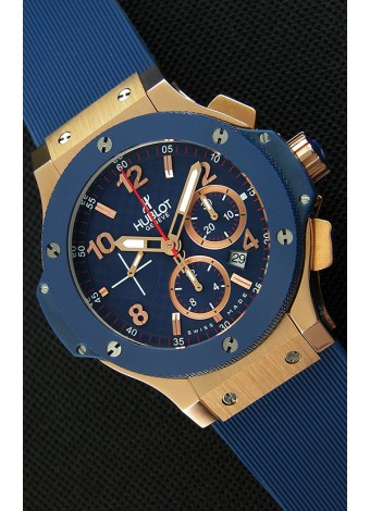 Hublot Big Bang Reloj Réplica Suizo Caja en Oro Rosado color Azul Réplica a Espejo 1:1