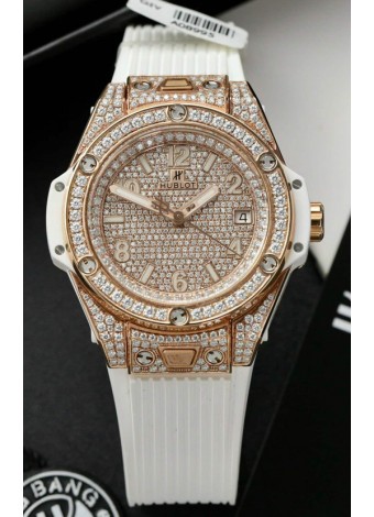 Hublot Big Bang One Click Dial pavimentado en Diamantes Oro Rosado Reloj Réplica Suiza 39MM