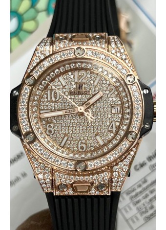 Hublot Big Bang One Click Dial pavimentado en Diamantes Oro Rosado Reloj Réplica Suiza 39MM