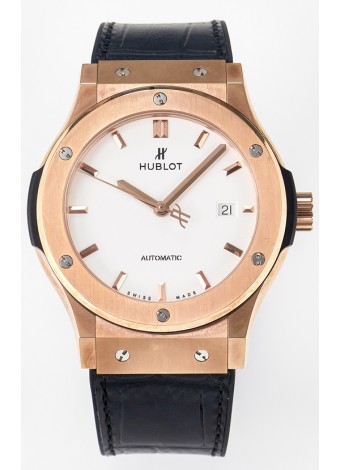Hublot Super Clone Classic Fusion Rose Gold 42MM Reloj Réplica Espejo 1:1 Dial Blanco