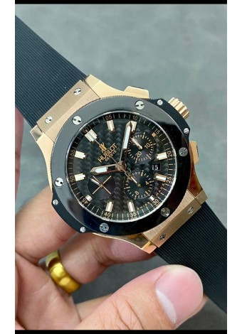 Hublot Big Bang Reloj Super Clone Dial Carbobo Caja Oro Rosado 44MM