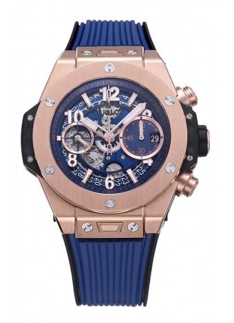 Hublot Big Bang Unico Caja de Oro Rosado Azul Edición Reloj Réplica Suizo a Espejo 1:1
