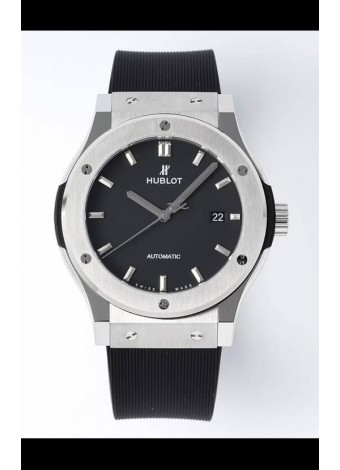 Hublot Classic Fusion Acero Dial Negro 42MM Reloj Réplica Suizo Calidad Espejo 1:1