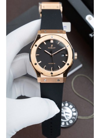 Reloj Hublot Super Clone Classic Fusion Titanio Dial Oro Rosado Negro 42MM