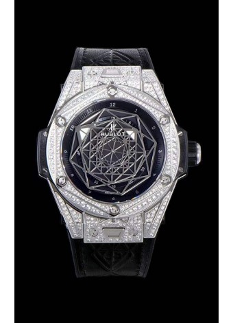 Hublot Big Bang One Click Sang Bleu Reloj Réplica a espejo 1:1 Caja en Acero Inoxidable 45MM - Dial Negro