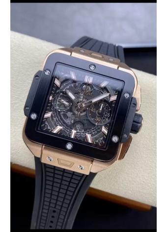 Hublot Square Bang Unico Oro Rosadto Titanio Reloj Cronógrafo Réplica a Espejo 1:1