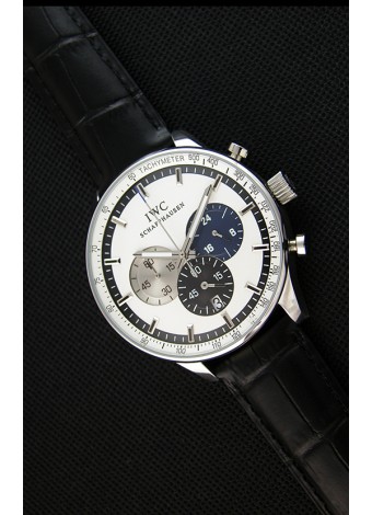 IWC Schaffhausen Reloj Réplica Japonés Movimiento de Cuarzo Dial en Blanco