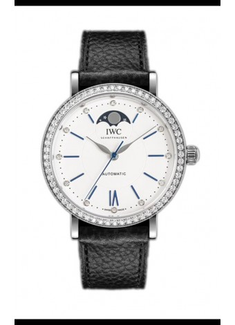 IWC Portofino IW659601 Automático Fase Lunar Reloj Caja Acero en Dial Blanco 37MM