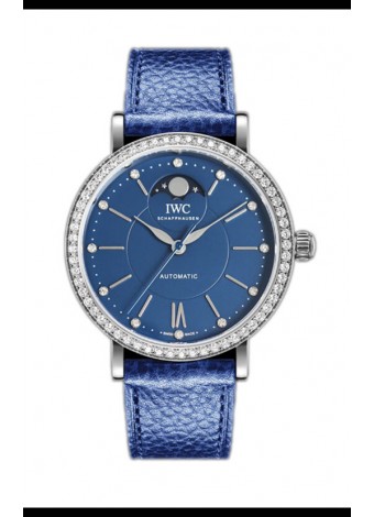 IWC Portofino IW659601 Automático Fase Lunar Reloj Caja Acero en Dial Azul 37MM