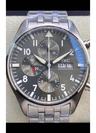 IWC Pilot Chronograph Edition Dial Gris en Caja de Acero 904L Reloj Réplica a Espejo 1:1