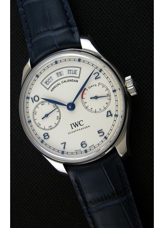 IWC Big Pilot Annual Calender Reloj con Caja de Acero Correa Azul Réplica a Espejo 1:1 IW503501