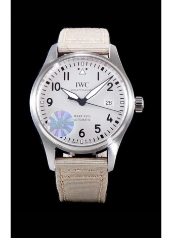 IWC Pilot's MARK XVIII Aviator 1:1 Swiss Watch in 904L Steel Case - Beige Nylon Strap 