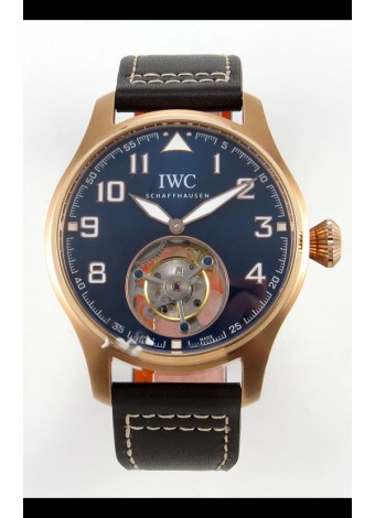 IWC Super Clone Portugese Hand-Wound Genuine Tourbillon Dial Azul Caja Oro Rosado Watch