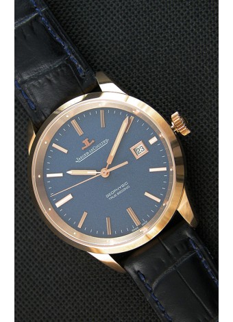 Jaeger LeCoultre Geophysic True Second Reloj Réplica Suizo en Oro Rosado Dial en color Azul