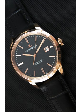 Jaeger LeCoultre Geophysic True Second Reloj Réplica Suizo en Oro Rosado Dial en color Negro