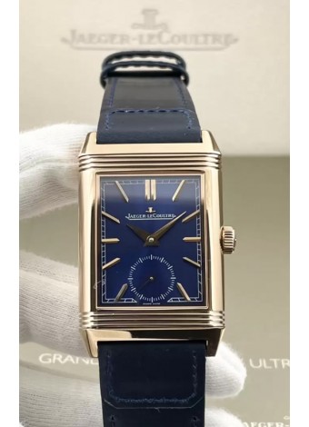 Jaeger-LeCoultre Reverso DuoFace Reloj Caja Oro Rosado Dial Azul en Movimiento Suizo Automático