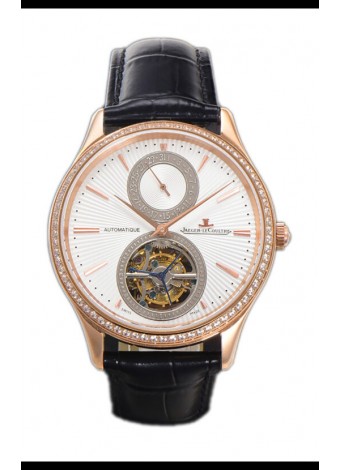 Jaeger LeCoultre Master Tourbillon Ultra-Fino Dial Reloj Blanco Caja Oro Rosado