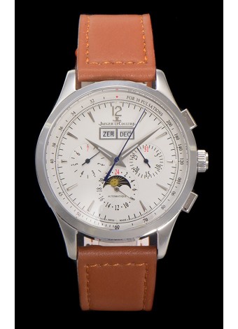 Jaeger LeCoultre Master Control Cronógrafo Calendar Caja Acero Dial Blanco Watch 