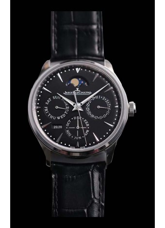 Jaeger LeCoultre Master Ultra Fino Perpetual Reloj Réplica Suizo en Dial Negro 