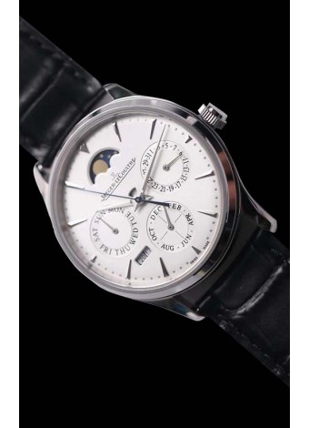 Jaeger LeCoultre Master Ultra Fino Perpetual Reloj Réplica Suizo en Dial Blanco 