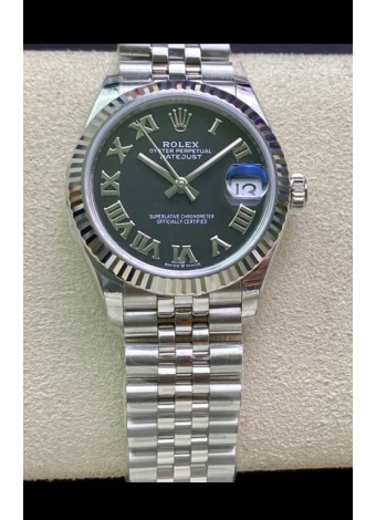 Rolex Datejust 31MM Movimiento ETA-2671 Reloj Réplica Suizo en Acero 904L Dial Negro en Romanos
