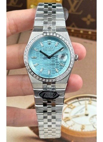 Rolex Land-Dweller 127336 Azul Hielo Diseño Panal Abeja 40MM Reloj Réplica Suizo
