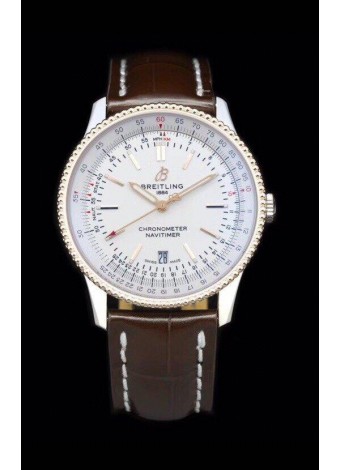 Breitling Navitimer 1 Automatic Reloj Réplica Suizo Dial en Blanco Bisel Oro Rosado