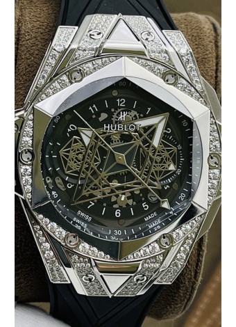 Hublot Big Bang UNICO Sang Bleu II Acero Inoxidable Diamantes Calidad a Espejo 1:1 Reloj Réplica Suizo