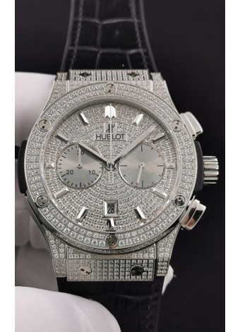 Hublot Classic Fusion Chronograph Acero Diamantes Dial y Caja Reloj Réplica a Espejo 1:1
