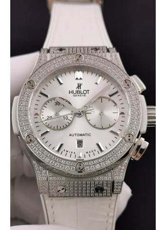 Hublot Classic Fusion Chronograph Caja Acero Diamantes Dial Acero Reloj Réplica a Espejo 1:1
