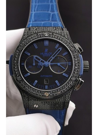 Hublot Classic Fusion Chronograph DLC Caja Diamantes Dial Acero Reloj Réplica a Espejo 1:1