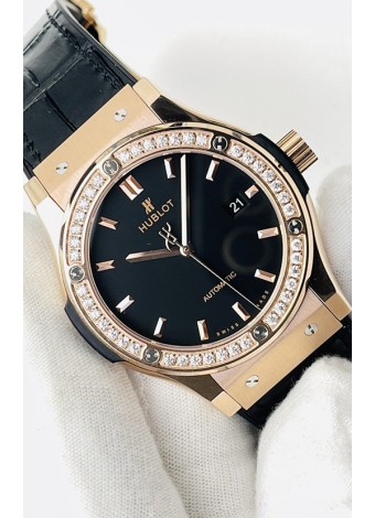 Hublot Classic Fusion Oro Rosado Dial Negro Reloj Réplica Suizo Calidad Espejo 1:1