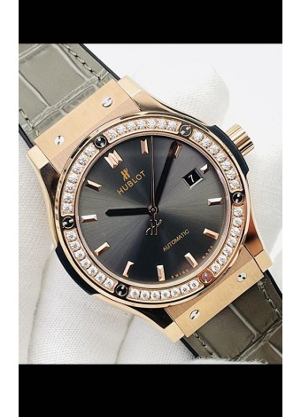 Hublot Classic Fusion Oro Rosado Dial Gris Reloj Réplica Suizo Calidad Espejo 1:1