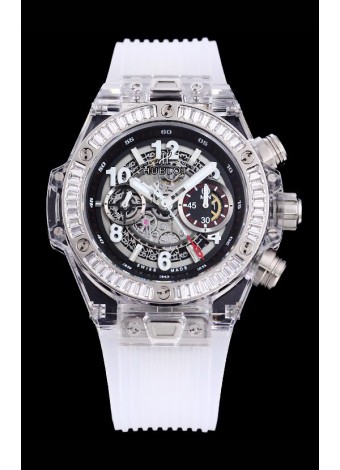 Hublot Big Bang Unico Caja Plexiglass 1:1 Calidad a Espejo 1:1 Reloj Réplica Suizo Correa Blanca