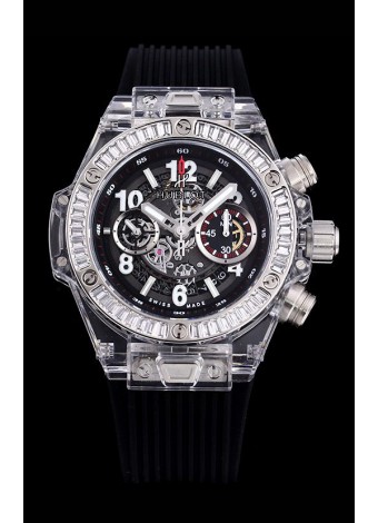 Hublot Big Bang Unico Caja Plexiglass 1:1 Calidad a Espejo 1:1 Reloj Réplica Suizo Correa Negra