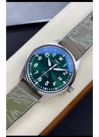 IWC Pilot MARK Series IW328205 Reloj Réplica a Espejo 1:1 Dial Verde Correa de Piel