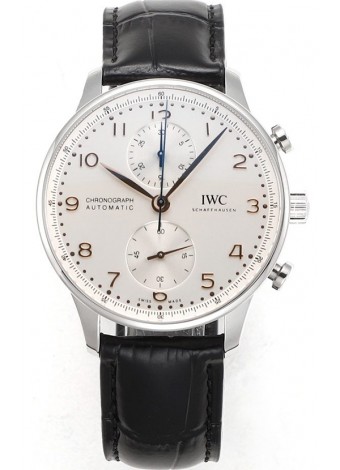 IWC Portuguese Chronograph Reloj Réplica Suizo en Caja de Acero Dial Blanco - Edición Réplica a Espejo 1:1