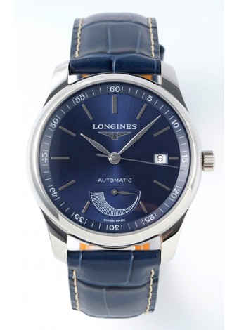 Largoines Master Collection Automático Reserva de Energía Dial Azul Reloj Réplica Suizo Correa de Piel