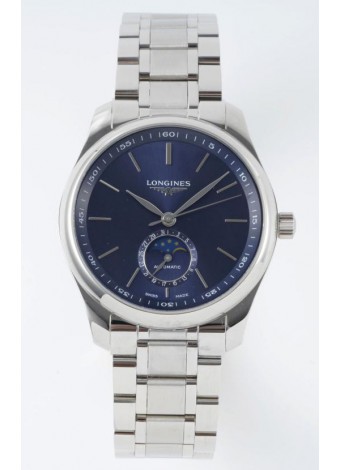 Largoines Master Collection Automatic Fase Lunar Dial Azul Reloj Réplica Suizo Correa de Acero