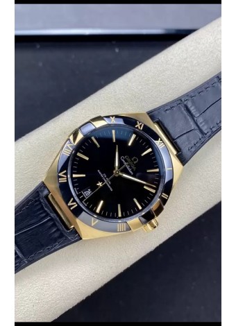 Omega Co-Axial Constellation 41MM Acero 904L Oro Rosado Dial Negro Reloj Réplica a Espejo 1:1