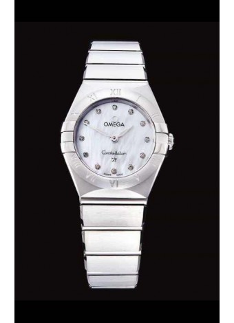 Omega Constellation Ladies Cuarzo Suizo Réplica a Espejo 1:1 - Caja de Acero Dial en Perla
