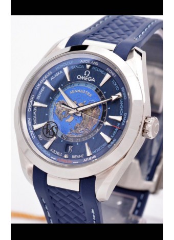 Omega Seamaster Aqua Terra 150M GMT Worldtime Correa de Goma Reloj Réplica Suizo