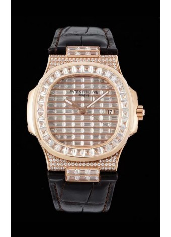 Patek Philippe Nautilus 5711/R Reloj Réplica Suizo a Espejo 1:1 Oro Rosado Caja Diamantes