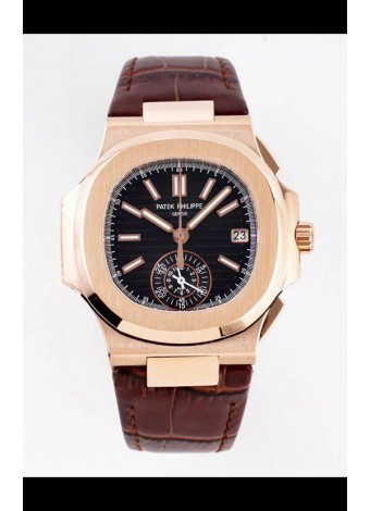 Patek Philippe Nautilus 5980/1R-001 Oro Rosado Acero 904L Dial Negro - Reloj Réplica a Espejo 1:1