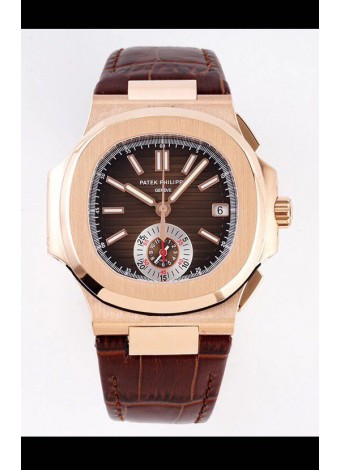 Patek Philippe Nautilus 5980/1R-001 Oro Rosado Caja Acero 904L en Dial Marrón - Réplica Espejo 1:1