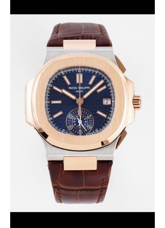Patek Philippe Nautilus 5980/1R-001 Oro Rosado Dos Tonos Caja Acero 904L en Dial Azul - Réplica Espejo 1:1