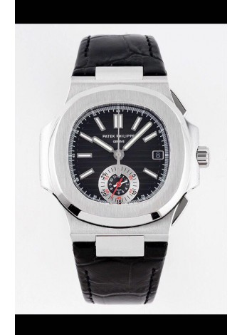 Patek Philippe Nautilus 5980/1A 904L Caja Acero en Dial Negro Correa Piel  - Réplica a Espejo 1:1