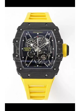 Richard Mille RM35-01 Rafael Nadal Caja Fibra de Carbono con Genuino Tourbillon Reloj Super Clon